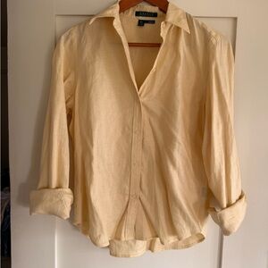 Vintage Ralph Lauren Women’s Butter Yellow Button Down Shirt